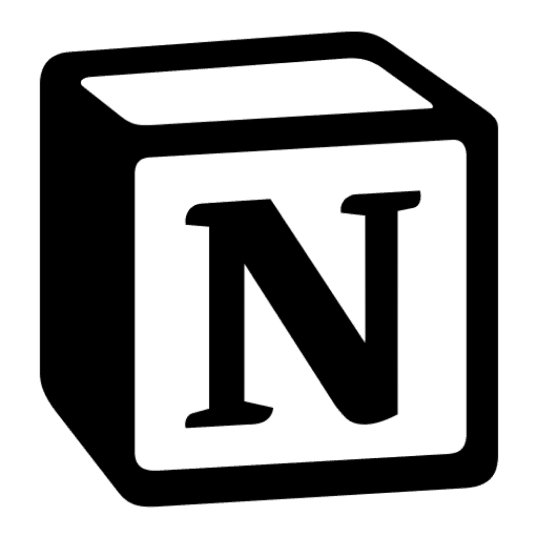 Logo de l'outil Notion qui te permet de rassembler toutes tes informamtions au même endroit