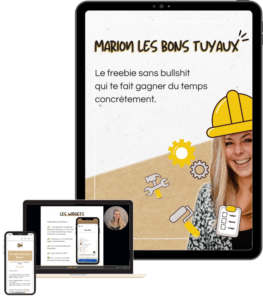 Visuel d'un ordinateur, d'une tablette et d'un téléphone contenant des images du produit gratuit Marion les bons tuyaux