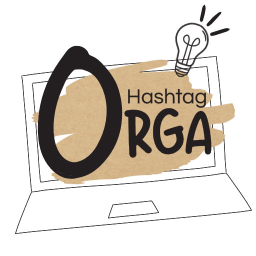 Logo de l'entreprise Hashtag Orga composée d'un ordinateur et d'une ampoule allumée